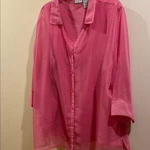 White Stag Pink Polka Dot sheer blouse and sleeveless cami.
